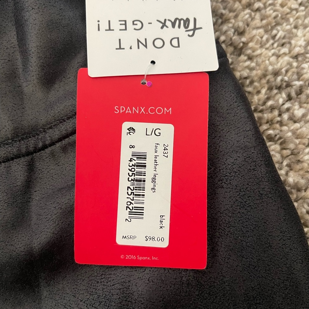 NWT Women’s Spanx Shape Faux Leather Leggings Black Size L - Picture 7 of 9